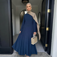 Dubai Turkey Solid Color Wide Hem Tied Dress