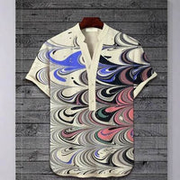 3D Digital Thermal Transfer Button Stand Collar Short Sleeve Shirt