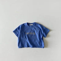 Letter Crew Neck Short Sleeve Simple