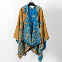 Cashmere-like Knitted Geometric Outer Scarf Shawl