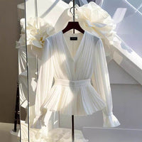 Early Temperament V-neck Long Sleeve Top