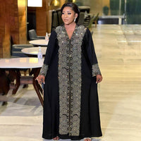 Dress Middle East Muslim Style Robe Fashion V-neck Hot Drilling