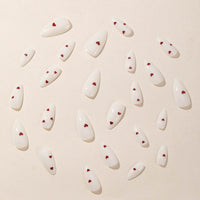 Milky White Almond Red Xiaoai Nail Sticker Removable Finished Wear Armor