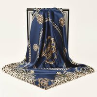 Leopard-print Chain Decorative Satin Scarf