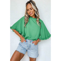 Women's Design Pleated Half Sleeve Loose All-match Chiffon Shirt
