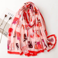 Cute Kitten Paradise Printed Silk Scarf