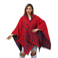 Cashmere-like Knitted Geometric Outer Scarf Shawl