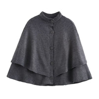 All-match Cloak Design Round Neck Knitted Coat