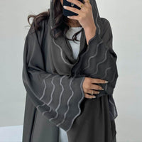 Arab Dubai Turkey Exquisite Embroidery Embroidery Coat With Headscarf Two Pieces