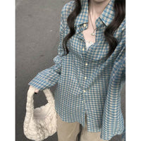Early Spring New Blue Color Plaid Shirt For Women