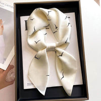 Black And White Striped Small Square Towel Silk Scarf Women's Headscarf Spring And Autumn