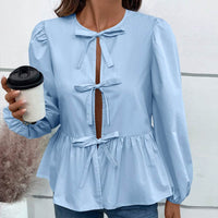 Casual Loose Buckle Shirt Top For Women