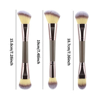 3 PCs Double-ended Makeup Brush Suit Soft Foundation Shading Brush Beauty Tools