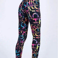European And American Color Letter Printing High Elastic Yoga Pants