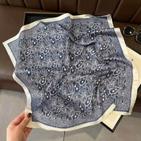 Black And White Striped Small Square Towel Silk Scarf Women's Headscarf Spring And Autumn