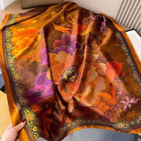Xiang Yun Satin Long Korean Fashion Printed Scarf