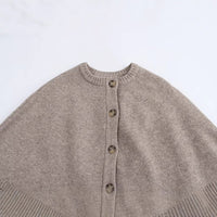 All-match Cloak Design Round Neck Knitted Coat