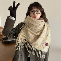 Black Plaid Artificial Cashmere Scarf Women