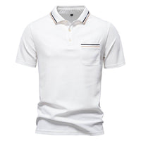 Short-sleeved Polo Shirt Striped Lapel Business Casual Top Men