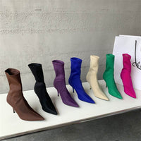 Mid-calf Stiletto Heel Elastic Booties Women