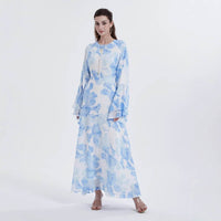 Muslim Chiffon Printed Bell Sleeve Dress