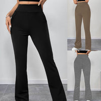Womens Slimming Solid-Color High-Waist Flared Yoga Pants With Butt-Lifting Design