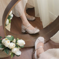 Women's Fashion Satin Bow Heels