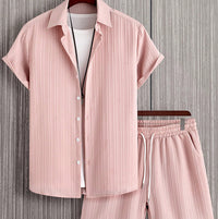 Striped Short-sleeved Shirt Breasted Lapel Suit