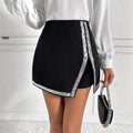 Women's Polyester Sequin Stitching Slit Pantskirt