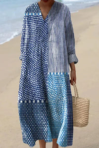Lady's Linen Long-sleeved Dress