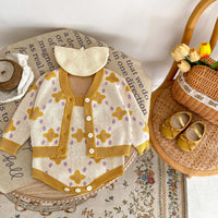 Kids' Sweater Baby Girl Flower Jacquard Knitted