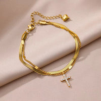 Tassel Anklet Gold Stainless Steel Waterproof Adjustable