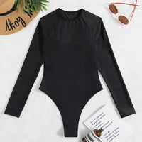 Long Sleeve Backless T-back Light Diamond One-piece Swimsuit