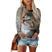 Womens Long-sleeve Crew-neck T-shirt From Europe And The US