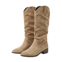 Retro-style Pointed-toe Womens Shoes Chunky-heeled High Niche Minimalist Versatile Boots