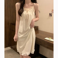 Women's Pure Cotton One Collar Suspender Nightdress