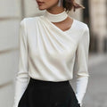 Elegant Designer-Style Commuter Shirt Long-Sleeve Top For Women