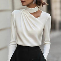 Elegant Designer-Style Commuter Shirt Long-Sleeve Top For Women