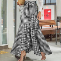 Women's Plaid Mermaid Ruffle Irregular Skirt
