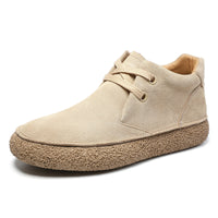 Matte Suede Mid-Top SneakersMartin Boots Mens Casual Leather Shoes Thick-Soled Trendy Shoes