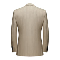 Korean Version Slim Striped Light Coffee Casual Suit Three-piece Suit