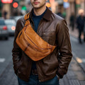 Leather Waist Bag Large Capacity Convenient For Men