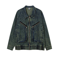 American Style Old Gradient Color Denim Jacket