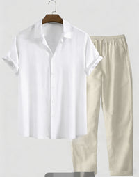 Men's Casual Loose Short Sleeve Shirt Casual Pants Suit