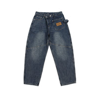 Retro Heavy Washed Oblique Placket Pocket Design Cargo Jeans