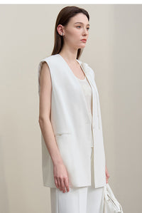 Commuter-Style Handmade 3D Calla Lily Embellished Shoulder-Padded Waistcoat