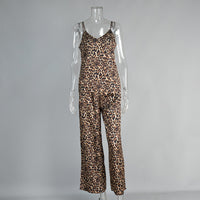 Womens Leopard-Print Camisole And Pants Pajama Set