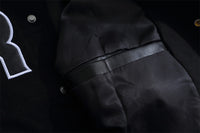 Stitching PU Leather Sleeve Baseball Uniform Men's Ins Fashion Brand Letter Embroidered Jacket