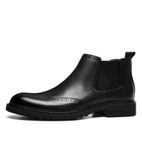 Autumn And Winter Leather Martin Boots Men's Block Carving