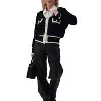Ladies New Contrast Color Cardigan Coat